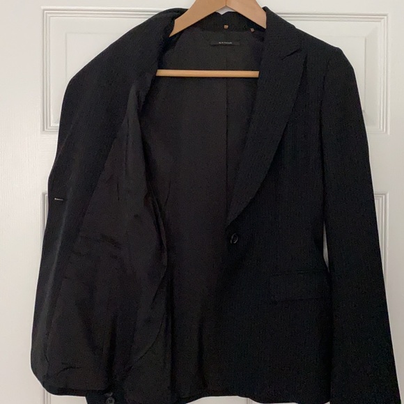 Elie Tahari Black Micro Pinstripe Suit Blazer Jacket Size 2 - Picture 10 of 13